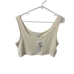 Topshop White Ribbed Crop Top – Size 14 (NWT)